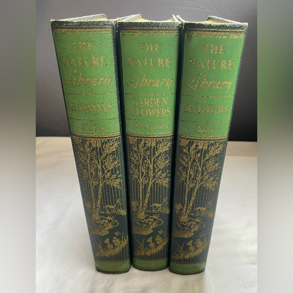 3V Nature Library book set- Animals, Garden Flowers, Butterflies- 1926- AMAZING!